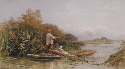 ثعبان السمك على نهر التايمز ، حوالي عام 1870 (ألوان مائية على ورق) بواسطة وليام دبليو جوسلينج