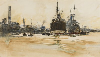 بركة لندن ، 1924 (قلم ، فرشاة ، حبر ، مرحاض وغواش على ورق) بواسطة وليام والكوت