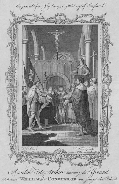 أنسيلم فيتز آرثر يدعي الأرض حيث دفن ويليام الفاتح ، 1773. بواسطة وليام ووكر