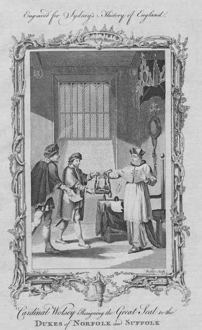 استقال الكاردينال Wolsey الختم العظيم لدوقات نورفولك و Suffolk ، 1773. بواسطة وليام ووكر