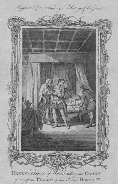 هنري أمير ويلز يأخذ التاج من وسادة هذا الأب هنري الرابع ، 1773. بواسطة وليام ووكر