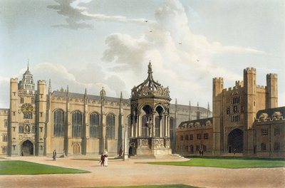 The Court of Trinity College ، كامبريدج ، من "تاريخ كامبريدج" ، منقوش بواسطة جيه.بلوك (fl.1791-1831) ، حانة. بواسطة R. Ackermann ، 1815 (ألوان مائية) بواسطة وليام ويستال