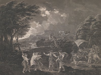 ماكبث والسحرة شكسبير ، ماكبث ، قانون 1 ، مشهد 1 ، 1770. بواسطة وليام ووليت