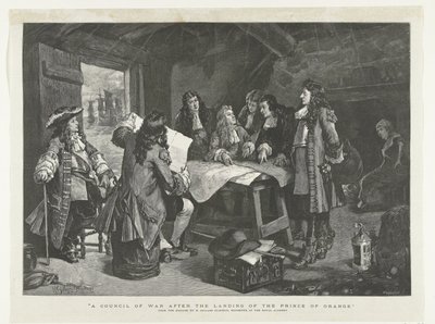 فيليم الثالث عقد مجلس حرب في كوخ صياد ، 1688 مجلس حرب بعد هبوط أمير أورانج (العنوان على الشيء) بواسطة ويليامسون