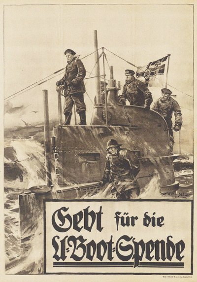 تبرع لغواصة. ملصق ، 1917 بواسطة Willy Stöwer