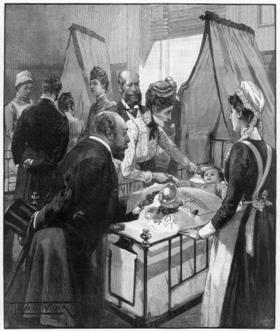 أمير و أميرة ويلز يزور مستشفى إيفلين للأطفال المرضى ، 1890. بواسطة ويلسون