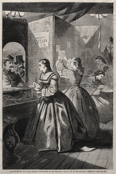 أي شيء بالنسبة لي ، إذا كنت من فضلك - مكتب بريد معرض بروكلين في المساعدة ... ، 1864. بواسطة وينسلو هومر