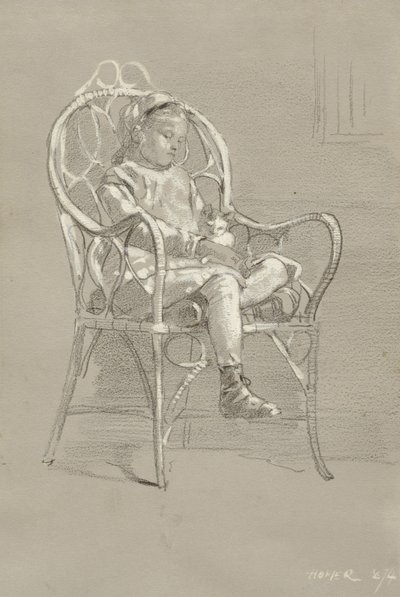 طفل جالس على كرسي خوص ، 1874 بواسطة وينسلو هومر