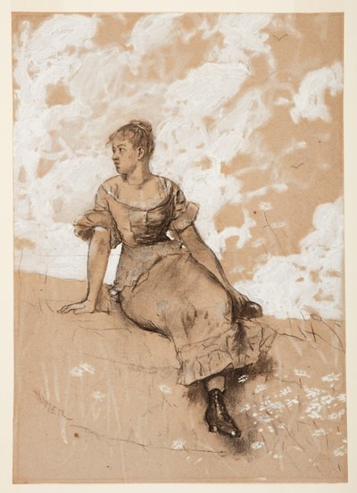 رسم، فتاة جالسة؛ دراسة لـ "جدار الحديقة"، 1878 بواسطة وينسلو هومر