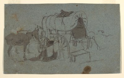 رسم، عربة عسكرية وبغل، حوالي عام 1862 بواسطة وينسلو هومر