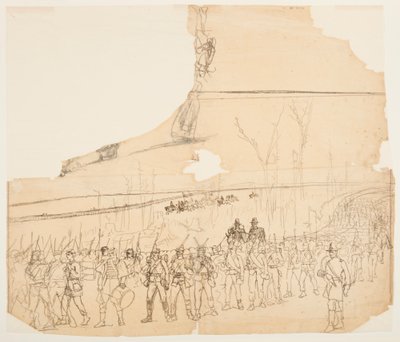 رسم، رتل مشاة في الزحف، 1862 بواسطة وينسلو هومر