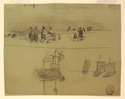 رسم، مشهد شاطئي مع نساء يحملن سلال، كولركوتس، إنجلترا، 1881-1882 بواسطة وينسلو هومر