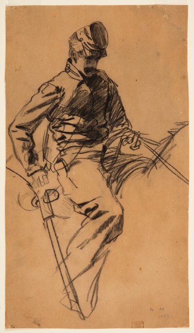 رسم، جندي من سلاح الفرسان على ظهر حصان، 1863 بواسطة وينسلو هومر
