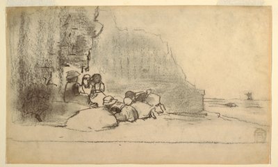 رسم، أطفال يلعبون على شاطئ البحر، كولركوتس، إنجلترا، 1881-1882 بواسطة وينسلو هومر