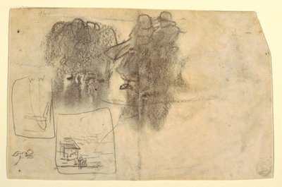 رسم، شخصيات في مبنى لي في لي مع المحيط خلفه، كولركوتس، إنجلترا، 1881 بواسطة وينسلو هومر
