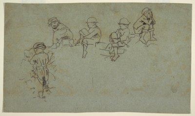 رسم، خمسة اسكتشات لصبية صغار، حوالي 1872 بواسطة وينسلو هومر