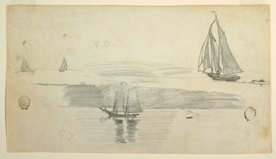 رسم، أربعة مراكب شراعية، ربما عام 1880 بواسطة وينسلو هومر
