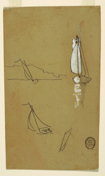 رسم، أربعة تخطيطات لمراكب شراعية، 1880 بواسطة وينسلو هومر