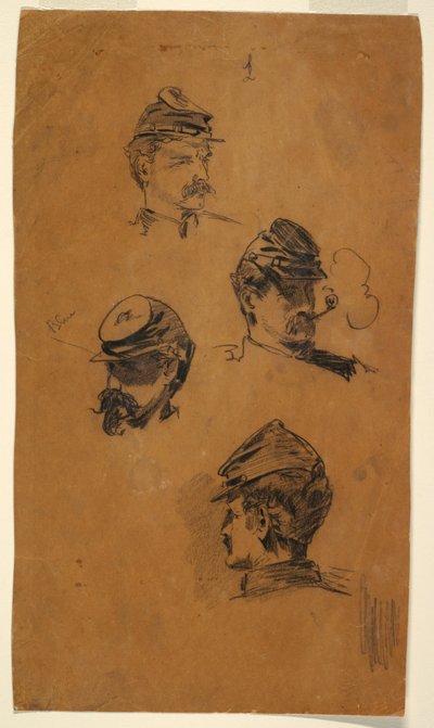 رسم، أربع دراسات لجنود، حوالي عام 1863 بواسطة وينسلو هومر