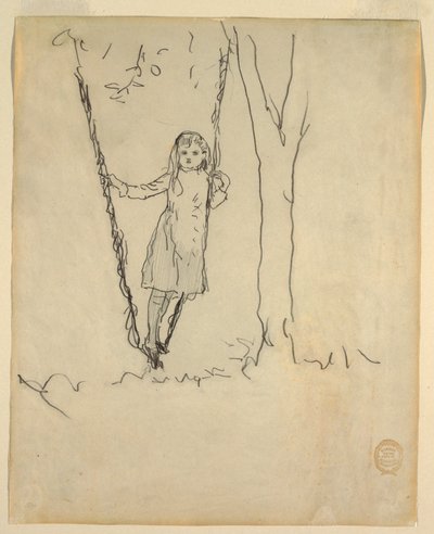رسم، فتاة واقفة على أرجوحة، 1879 بواسطة وينسلو هومر