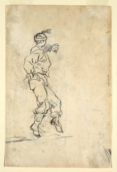 رسم، طاقم المدفع يقوم بتحميل مدفع، على الأرجح عام 1861 بواسطة وينسلو هومر