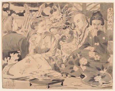 رسم، حفلة شاي دولية، حوالي عام 1867 بواسطة وينسلو هومر