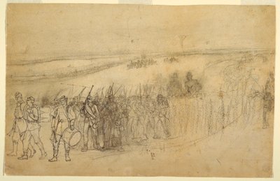 رسم، رتل مشاة يسير، حوالي عام 1862 بواسطة وينسلو هومر