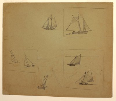 رسم، رسومات تخطيطية لمراكب شراعية، 1881-1882 بواسطة وينسلو هومر