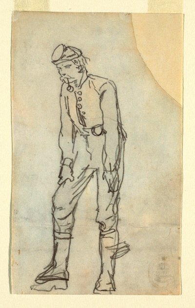 رسم، جندي يحمل غليونًا في فمه، 1862 بواسطة وينسلو هومر