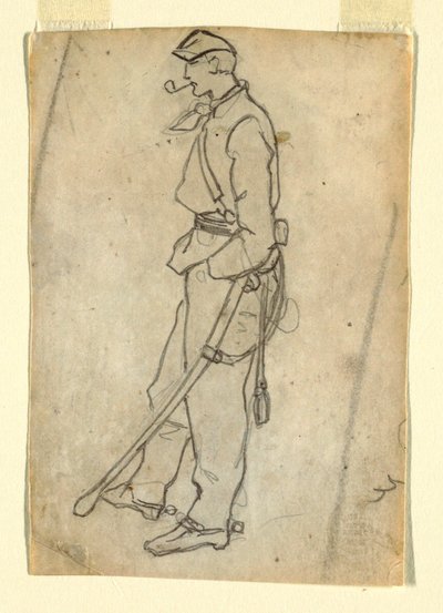 رسم، جندي يحمل سيفاً ومزماراً، 1862 بواسطة وينسلو هومر