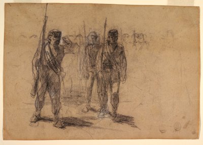 رسم، جنود يتدربون على الأرجح عام 1864 بواسطة وينسلو هومر