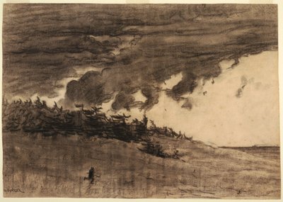 رسم، عاصفة قادمة (الشاطئ مع سماء ملبدة بالغيوم)، ربما عام 1884 بواسطة وينسلو هومر
