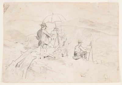 رسم، دراسة لـ"فنانون يرسمون في الجبال البيضاء" و"الفنان في الريف"، 1868 بواسطة وينسلو هومر
