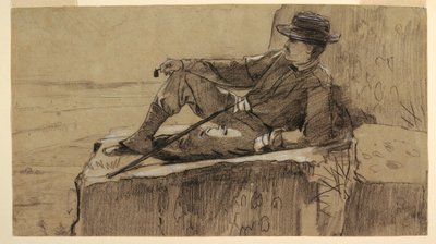 رسم، دراسة "متسلق جبل يستريح"، 1868-1869 بواسطة وينسلو هومر