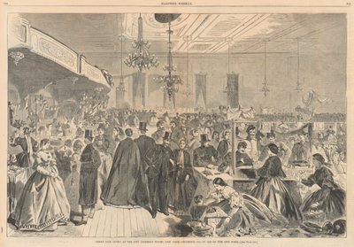 معرض كبير أقيم في غرف التجمع بالمدينة ، نيويورك ، ديسمبر 1861 ، لمساعدة فقراء المدينة ؛ من هاربر بواسطة وينسلو هومر