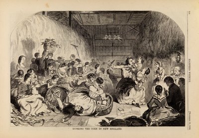 تقشير الذرة في نيو إنجلاند، من مجلة هاربر الأسبوعية، 13 نوفمبر 1858 بواسطة وينسلو هومر
