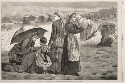 على الشاطئ في فرع طويل - ساعة الطفل ، 1874. بواسطة وينسلو هومر
