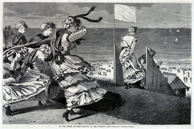 على الجرف في لونغ برانش، في ساعة الاستحمام، من مجلة هاربر الأسبوعية، 6 أغسطس 1870 بواسطة وينسلو هومر