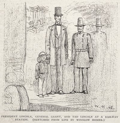 الرئيس لنكولن ، الجنرال غرانت ، وتاد لنكولن في محطة للسكك الحديدية ، 1887. بواسطة وينسلو هومر