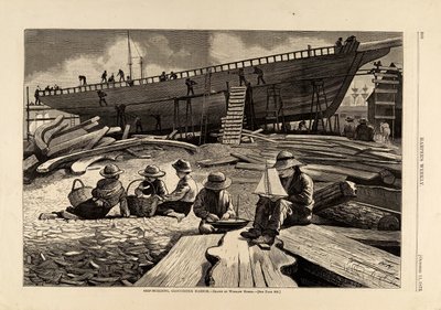 بناء السفن، غلوستر هاربور، من مجلة هاربر الأسبوعية، 11 أكتوبر، 1873 بواسطة وينسلو هومر