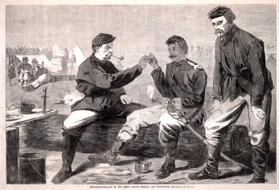 يوم عيد الشكر في الجيش--بعد العشاء: عظمة التمني، من مجلة هاربر الأسبوعية، 3 ديسمبر 1864 بواسطة وينسلو هومر