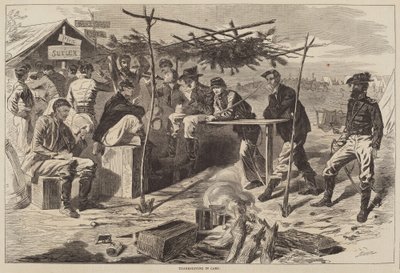 عيد الشكر في المعسكر ، نُشر عام 1862. بواسطة وينسلو هومر