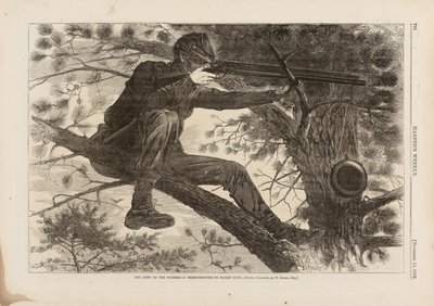 جيش بوتوماك ، مطلق النار الحاد على Picket Duty ، نُشر في مجلة هاربر الأسبوعية ، 15 نوفمبر 1862 بواسطة وينسلو هومر