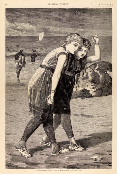 The Bathers، من مجلة هاربر الأسبوعية، 2 أغسطس 1873 بواسطة وينسلو هومر