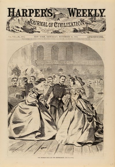 الكرة الروسية--في غرفة العشاء، من مجلة هاربر الأسبوعية، 21 نوفمبر، 1863 بواسطة وينسلو هومر
