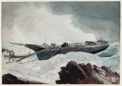 المركب الشراعي المحطم، حوالي عام 1900-1900 (ألوان مائية وفحم على ورق) بواسطة وينسلو هومر