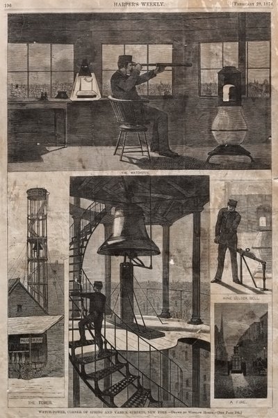 برج المراقبة ، ركن الربيع وشارع فاريك ، نيويورك ، 1874. بواسطة وينسلو هومر