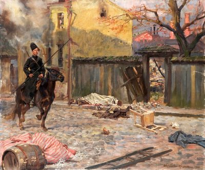 مذبحة الغارة ، 1907. بواسطة Wojciech Kossak