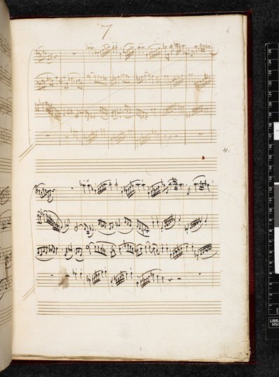 Adagio and Fugue in C minor, K. 546, Add. 28996, f.6r بواسطة فولفغانغ أماديوس موزارت