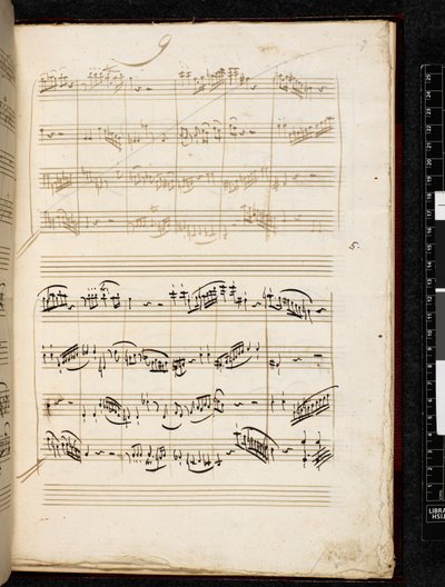 Adagio and Fugue in C minor, K. 546, Add. 28996, f.7r بواسطة فولفغانغ أماديوس موزارت